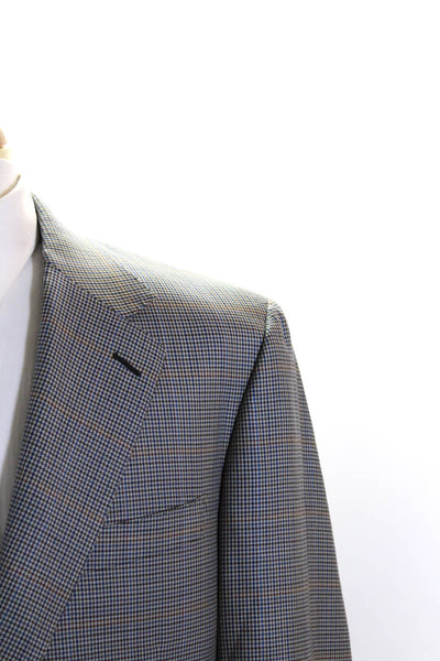 Canali Men Wool Houndstooth Print Single Breasted Blazer Jacket Gray Size 40