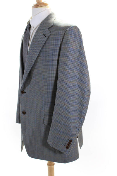 Canali Men Wool Houndstooth Print Single Breasted Blazer Jacket Gray Size 40