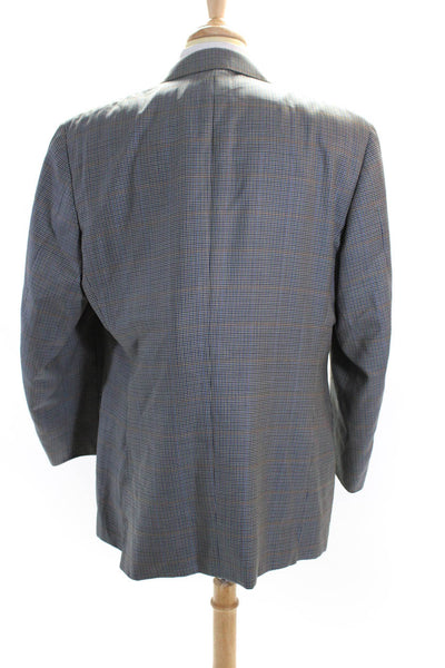 Canali Men Wool Houndstooth Print Single Breasted Blazer Jacket Gray Size 40