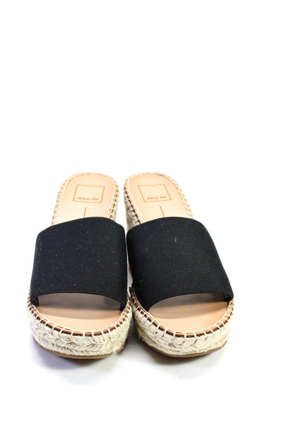 Dolce Vita Womens Elastic Platform peep Toe Espadrille Wedges Black Size 7.5