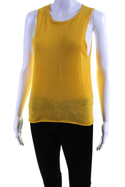 360 Sweater Womens Yellow Cotton Crew Neck Sleeveless Tank Top Size XS