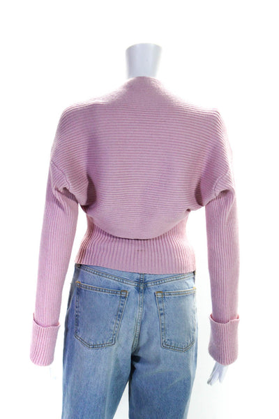 ASTR Womens Ribbed Textured Cropped Pullover Tank Top Cardigan Set Pink Size XS
