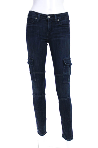 Vince Womens Cotton Dark Washed Zipped Buttoned Skinny Jeans Blue Size EUR26