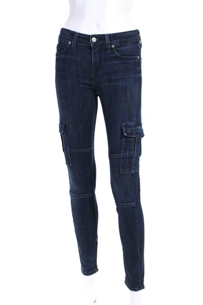 Vince Womens Cotton Dark Washed Zipped Buttoned Skinny Jeans Blue Size EUR26