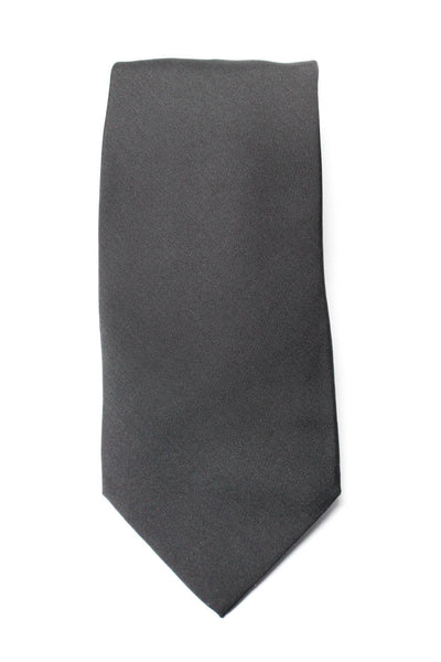 Hermes Men's Classic Silk Neck Tie Solid Gray One Size