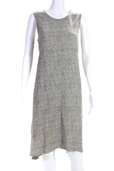 Eileen Fisher Womens Abstract Print Draped Sleeveless Shift Dress Beige Size S