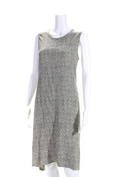 Eileen Fisher Womens Abstract Print Draped Sleeveless Shift Dress Beige Size S