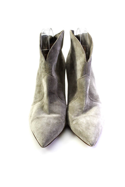 Gianvito Rossi Womens Point Toe Stiletto Ankle Boots Gray Suede Size 39.5 9.5