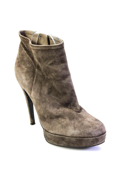 Dolce & Gabbana Womens Platform Stiletto Ankle Boots Brown Suede Size 39.5 9.5