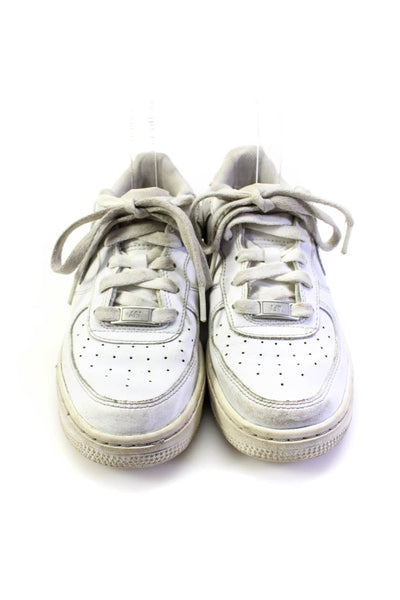 Nike Childrens Girls Leather Lace Up Air Force One Sneakers White Size 3.5