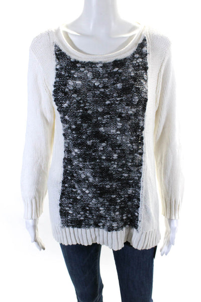 Calvin Klein Jeans Womens Boucle Detail Pullover Sweater White Grey Size Small