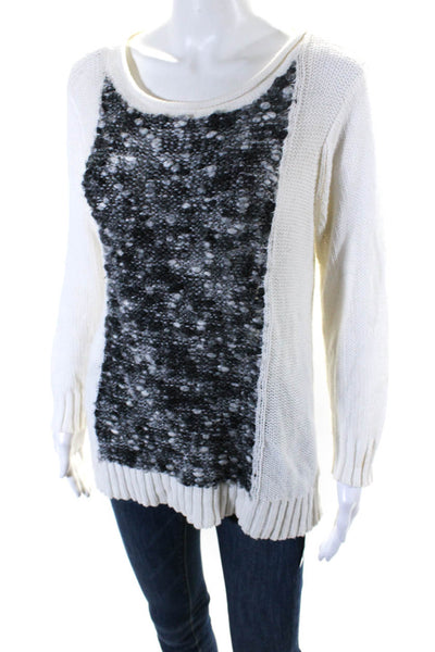 Calvin Klein Jeans Womens Boucle Detail Pullover Sweater White Grey Size Small