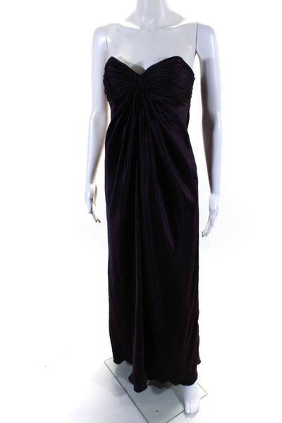 Laundry by Design Womens Silk Sweetheart Neck Sleeveless Gown Purple Size 0