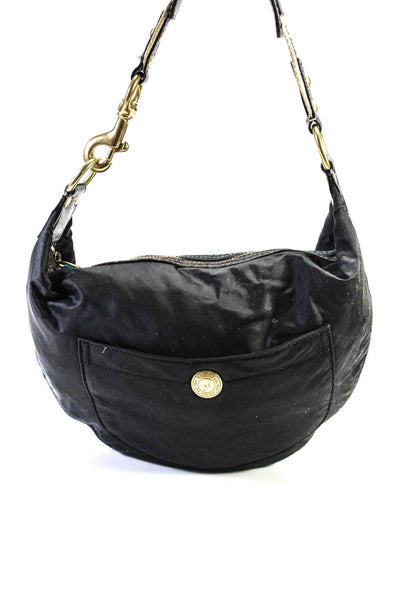 Coach Womens Gold Tone Zipper Closure Hobo Shoulder Handbag Black