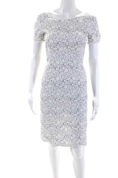 Nina Ricci Womens Cotton Floral Print Textured Midi Dress White Size EUR38