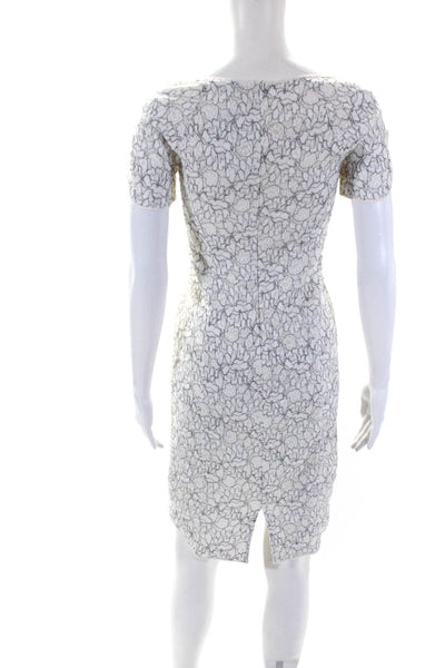 Nina Ricci Womens Cotton Floral Print Textured Midi Dress White Size EUR38