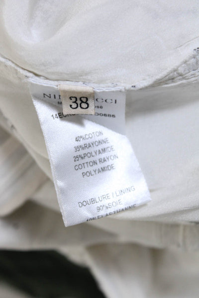 Nina Ricci Womens Cotton Floral Print Textured Midi Dress White Size EUR38