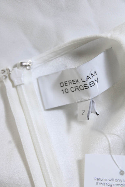 10 Crosby Derek Lam Womens Round Neck Pleated Hem Layered Blouse White Size 2