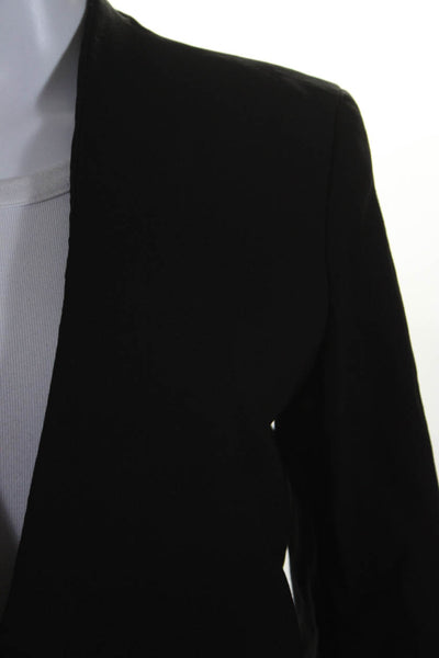 Club Monaco Womens Single Button Deep V Neck Blazer Jacket Black Wool Size 4