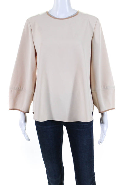 Toccin Womens 3/4 Sleeve Crew Neck Draped Oversized Top Beige Size Medium