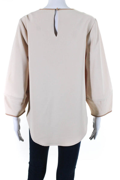 Toccin Womens 3/4 Sleeve Crew Neck Draped Oversized Top Beige Size Medium