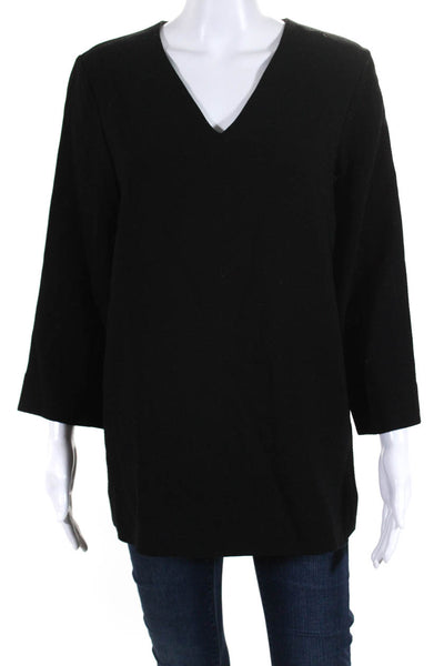 Steven Alan Womens Long Sleeves V Neck Pullover Blouse Black Wool Size Medium