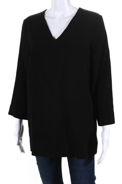 Steven Alan Womens Long Sleeves V Neck Pullover Blouse Black Wool Size Medium