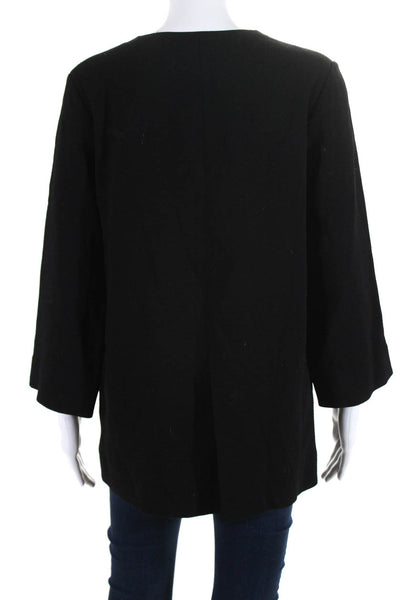 Steven Alan Womens Long Sleeves V Neck Pullover Blouse Black Wool Size Medium