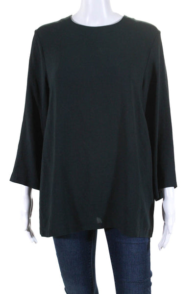 Steven Alan Womens Long Sleeves Pullover Crew Neck Blouse Black Size Large