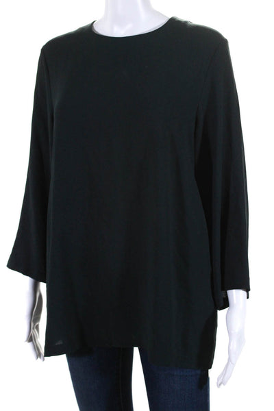 Steven Alan Womens Long Sleeves Pullover Crew Neck Blouse Black Size Large