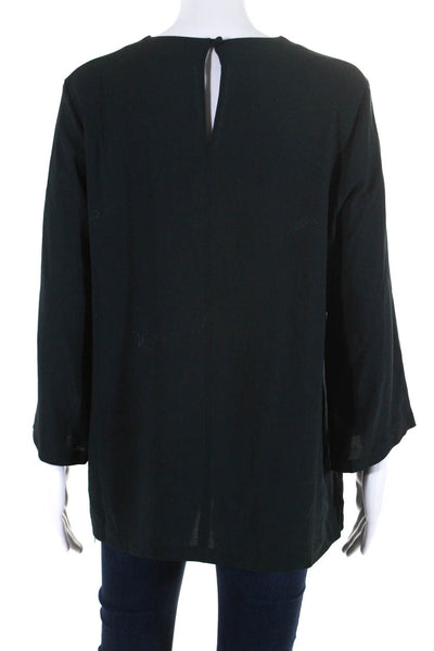 Steven Alan Womens Long Sleeves Pullover Crew Neck Blouse Black Size Large