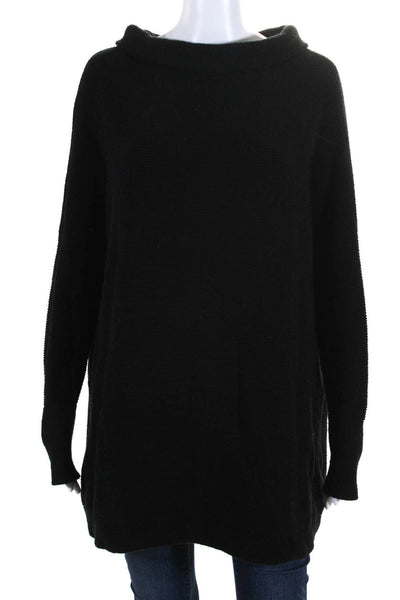Free People Womens Long Sleeves Funnel Neck Sweater Black Cotton Size Small