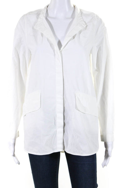 COS Womens Long Sleeves Crew Neck Button Down Shirt White Cotton Size 4