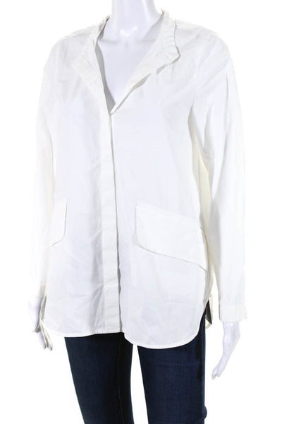 COS Womens Long Sleeves Crew Neck Button Down Shirt White Cotton Size 4