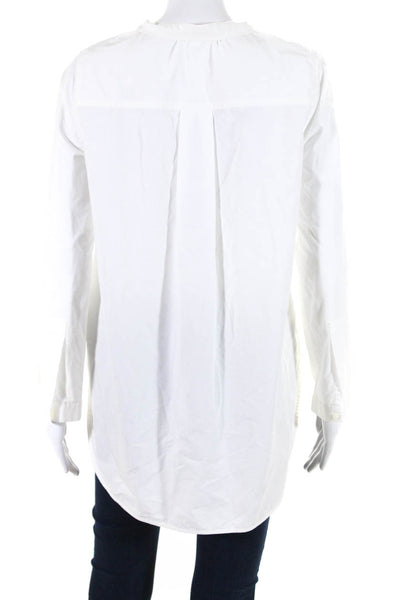 COS Womens Long Sleeves Crew Neck Button Down Shirt White Cotton Size 4