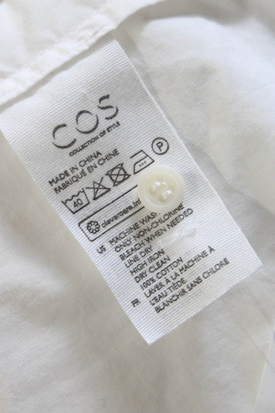 COS Womens Long Sleeves Crew Neck Button Down Shirt White Cotton Size 4