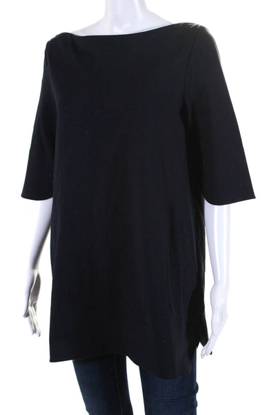 COS Womens 3/4 Sleeves Pullover Crew Neck Blouse Black Size Medium