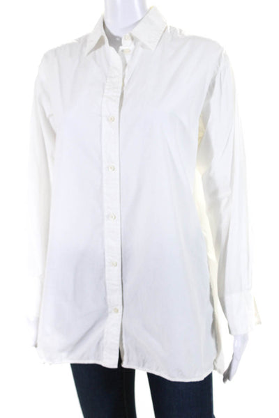 Everlane Womens Long Sleeves Crew Neck Button Down Shirt White Cotton Size 4