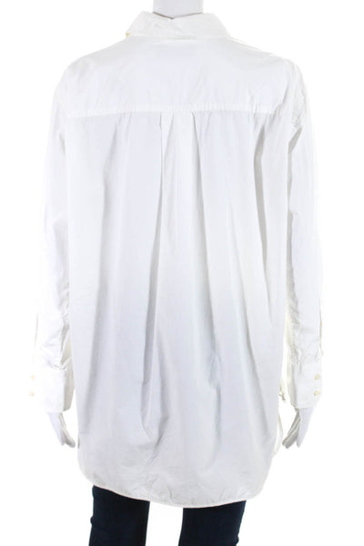 Everlane Womens Long Sleeves Crew Neck Button Down Shirt White Cotton Size 4