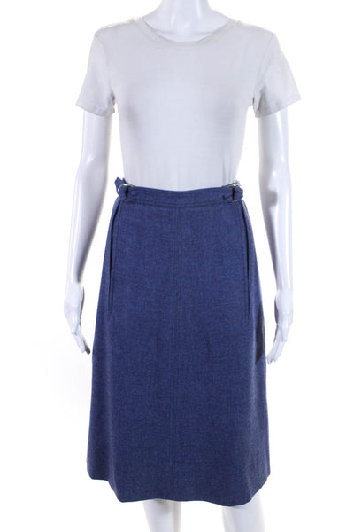 Courreges Womens Vintage Adjustable Waist Midi A Line Flare Skirt Blue Size A Es