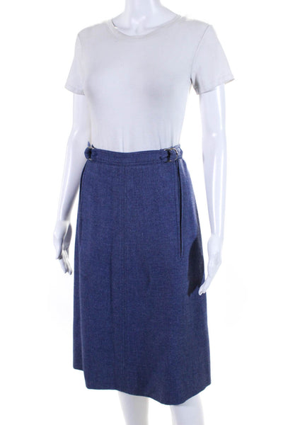 Courreges Womens Vintage Adjustable Waist Midi A Line Flare Skirt Blue Size A Es