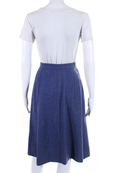 Courreges Womens Vintage Adjustable Waist Midi A Line Flare Skirt Blue Size A Es