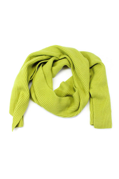 Lafayette 148 New York Womens Cashmere Ribbed Knit Green Scarf Wrap Size OS