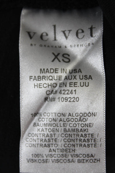 Velvet by Graham & Spencer Womens Cotton Jersey V-Neck Tee T-Shirt Black Size XS