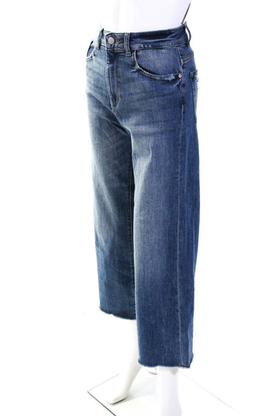 DL1961 Womens Hepburn High Rise Wide Leg Cropped Ankle Fray Jeans Blue Size 23