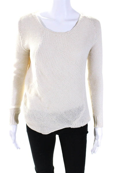 Brochu Walker Womens Loose Knit Crew Neck Pullover Sweater Ivory Size Petite