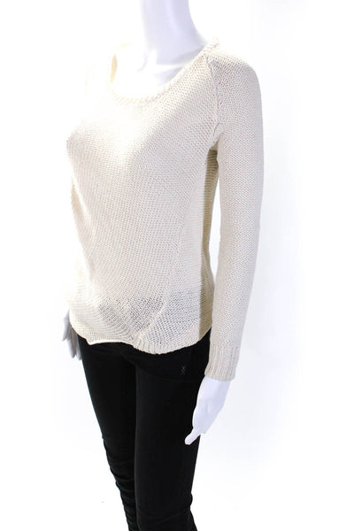 Brochu Walker Womens Loose Knit Crew Neck Pullover Sweater Ivory Size Petite