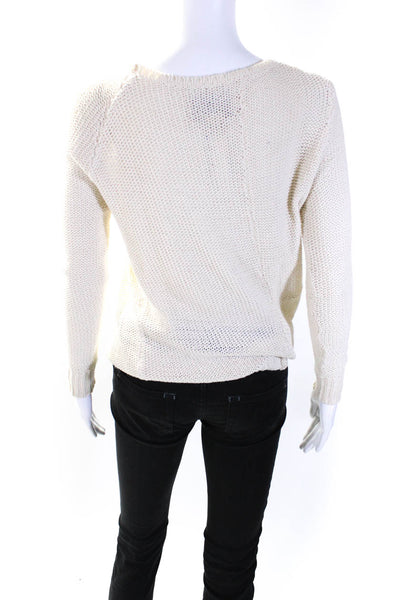 Brochu Walker Womens Loose Knit Crew Neck Pullover Sweater Ivory Size Petite