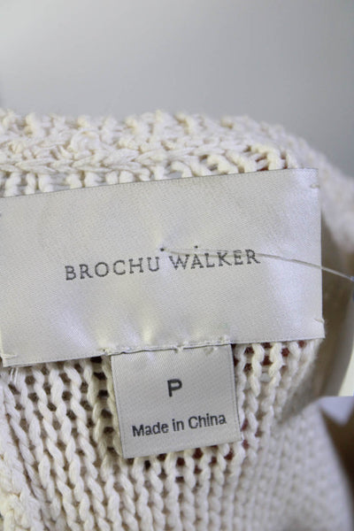 Brochu Walker Womens Loose Knit Crew Neck Pullover Sweater Ivory Size Petite