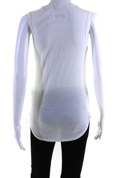 ATM  Womens Scoop Neck Sleeveless Sheer Pullover Tank Top White Size XS